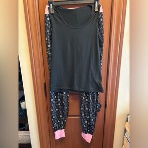Unbranded Black and Pink Star Print Women's Pajama Set Size M🖤💗